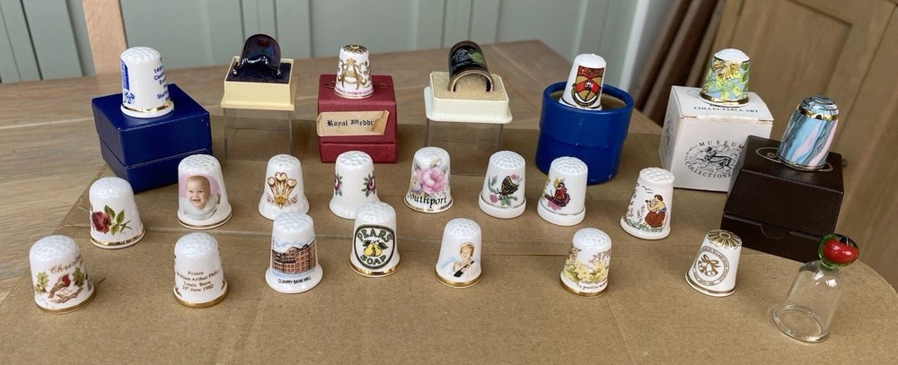 Miscellaneous Collection of 23 Thimbles Various Designs