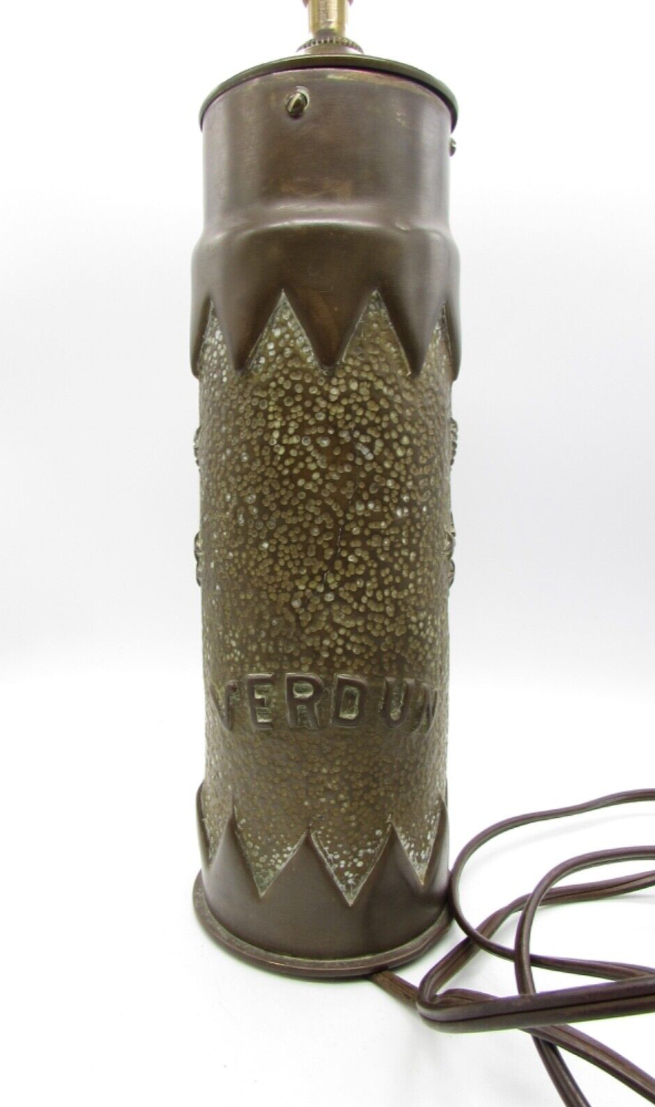 Original WWI US Shell Eagle Stars & Shield Trench Art VERDUN Lamp