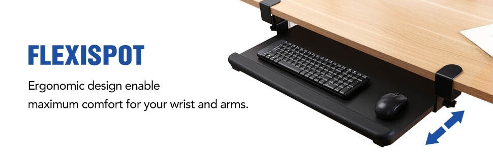 FlexiSpot Large Keyboard Tray Under Desk Ergonomic (Black)