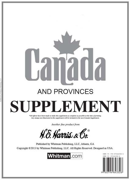 HE Harris Stamp Album Supplement Page Canada And Provinces 2017 New