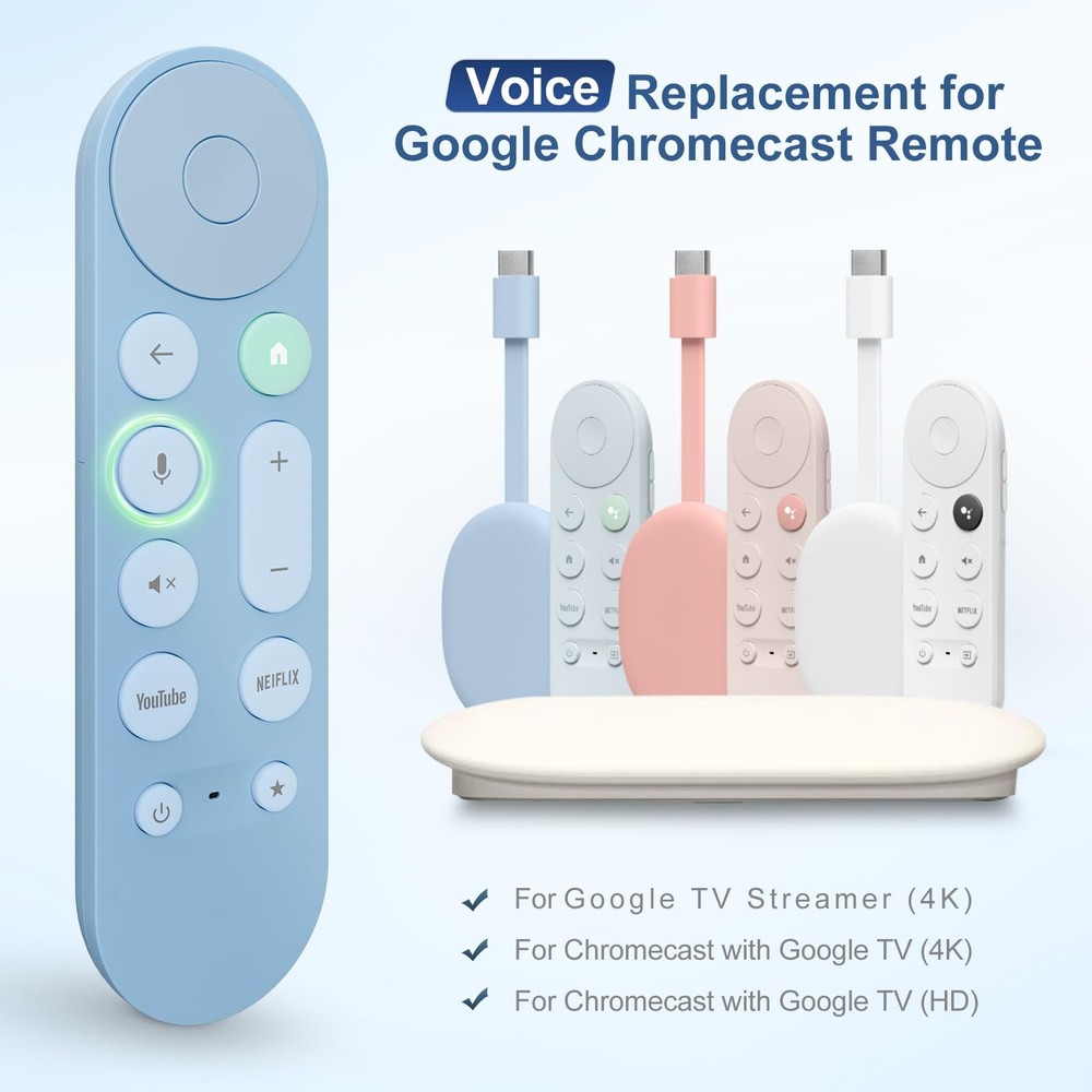 Voice Replacement for Google Chromecast Remote（Blue）, Blue