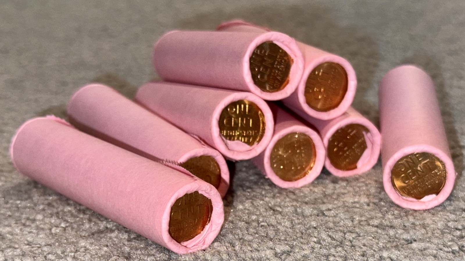 Pink wheat penny BU on end of unsearched circulated cents mixed dates mint marks