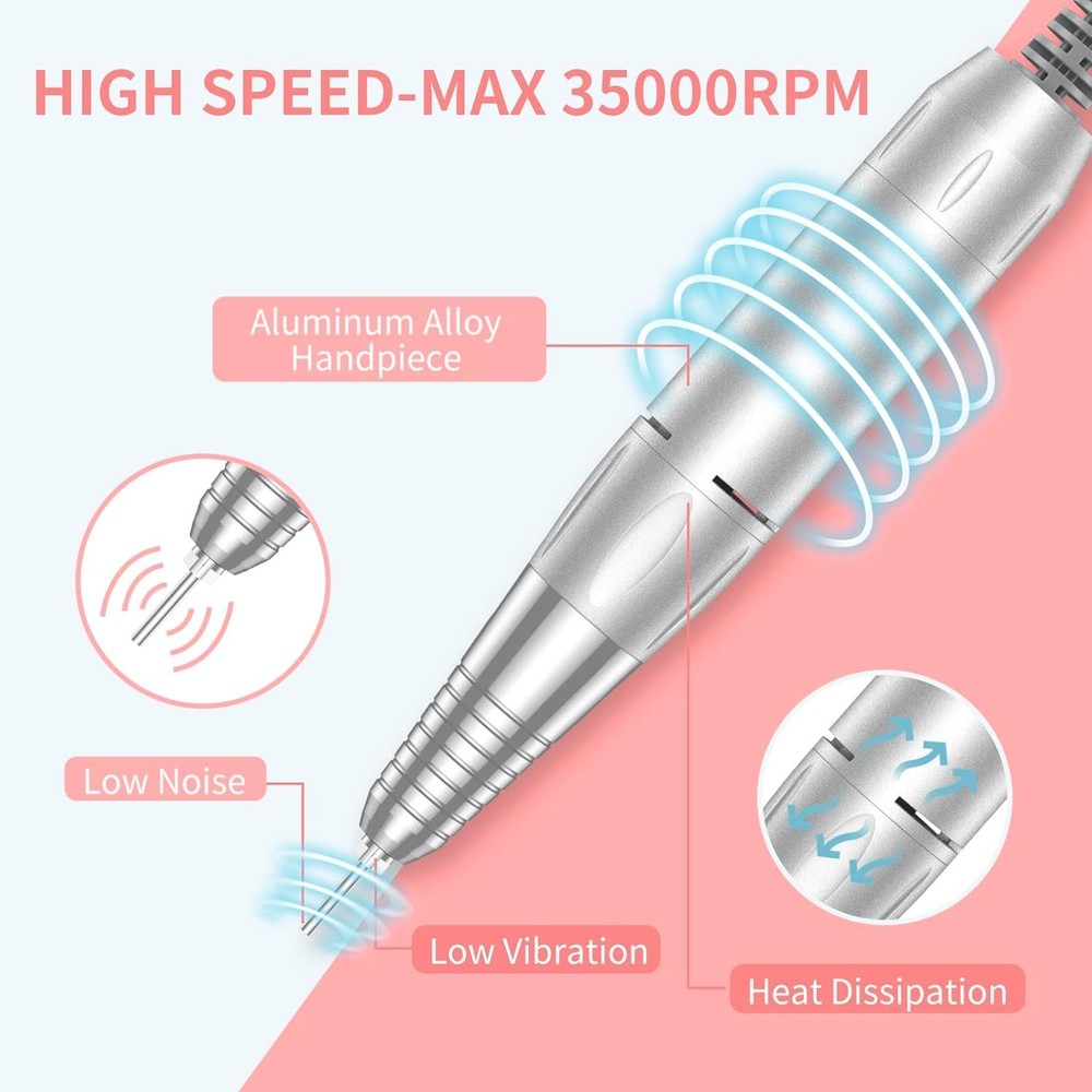 Cordless Professional Nail Drill Machine - 9 Hours Runtime with Easy Operation