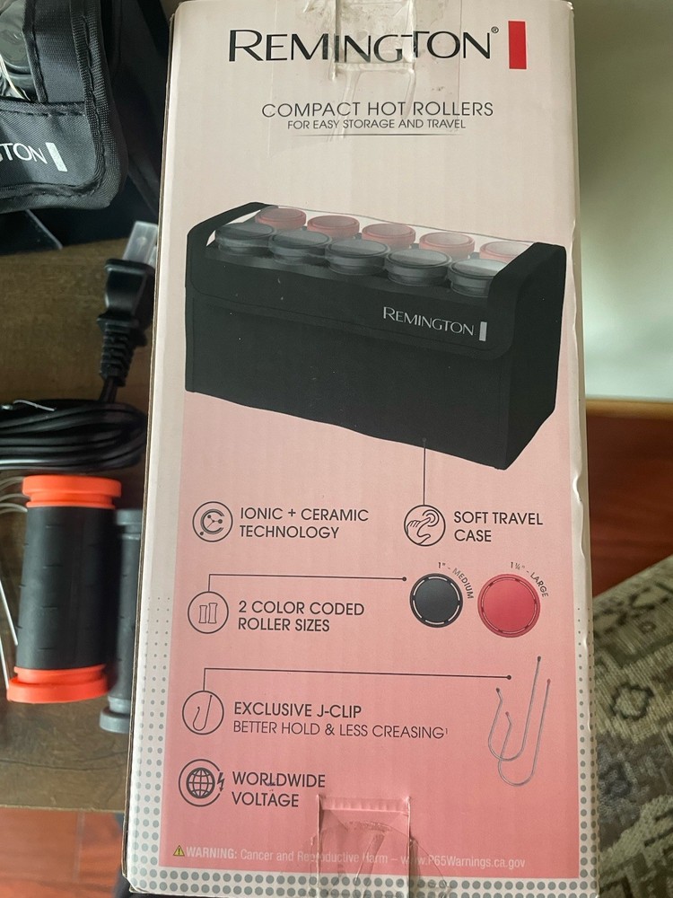 NIB Remington Compact Hot Rollers Storage Travel Case 10 Rollers 2 Sizes