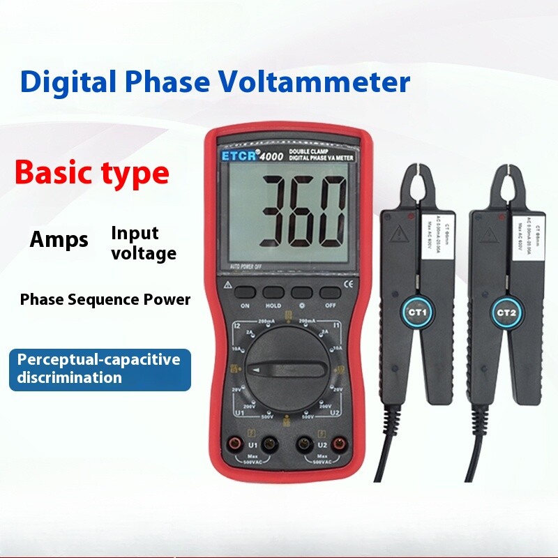 ETCR4300 Three-clamp Digital Voltammetric Phase Meter Multifunction Tester
