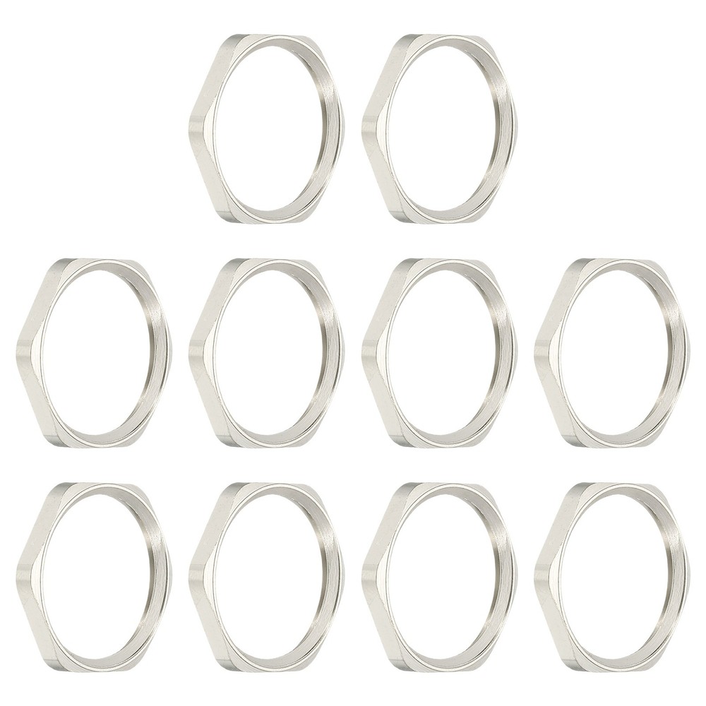 10Pcs BSPP Cast Pipe Fitting Hex Locknut Nickel Plated Copper G1/2