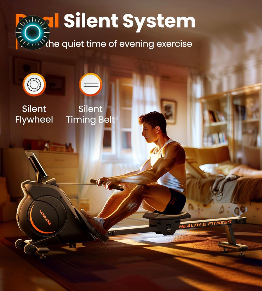 Magnetic/Water Rowing Machine for Home Rower Machine Use with Bluetooth App Supp