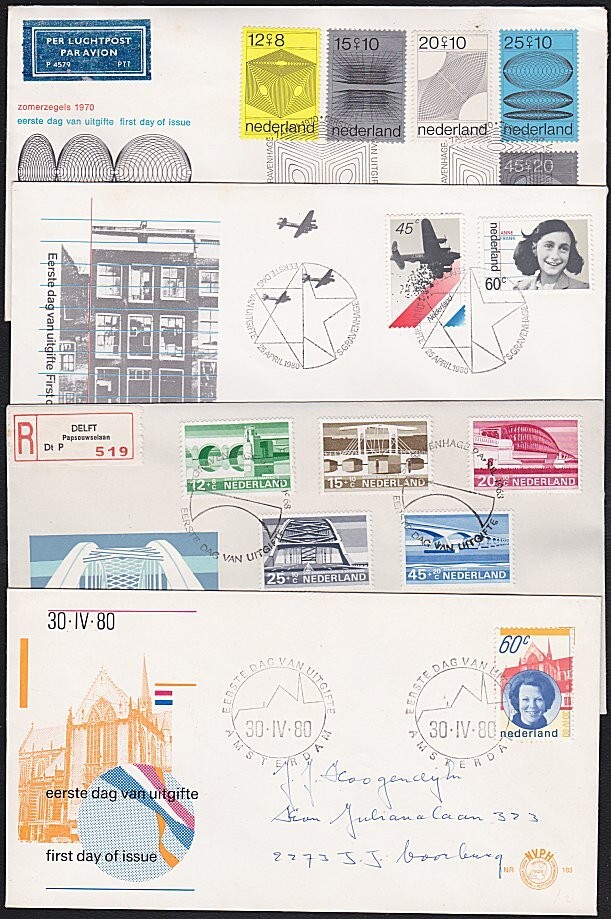 NETHERLANDS 1968-80 4 various FDCs.........................................B1605