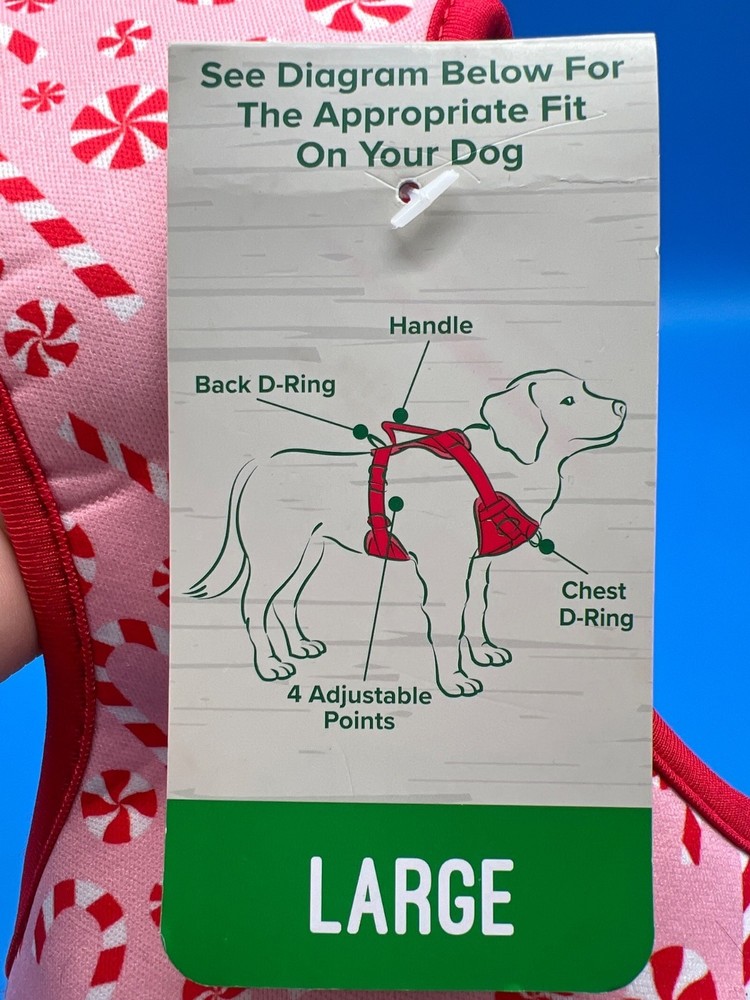 Dog Harness Large Candycane - Adjustable & Comfortable Fit
