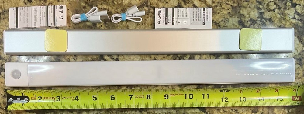 16 inch Under Cabinet Lighting, 2 Pack Rechargeable Motion Sensor Light Indoor
