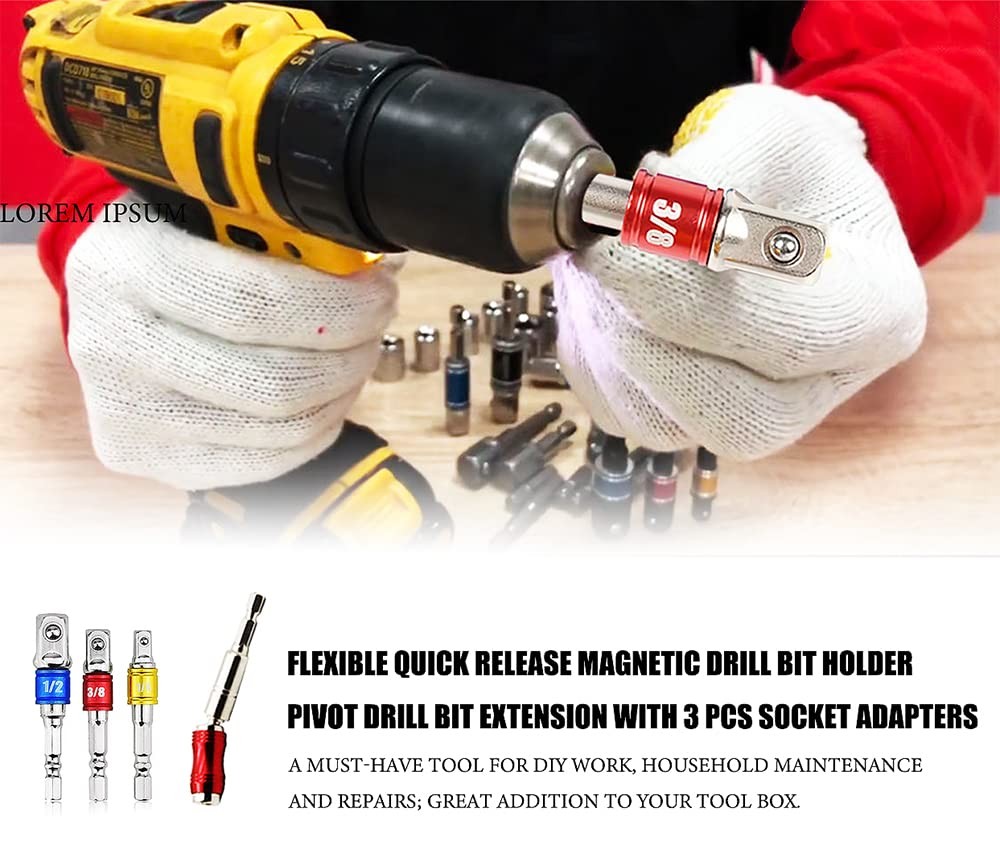Magnetic Pivot Drill Bit Holder Pivoting Bit Tip Holder Quick Release Flexible D