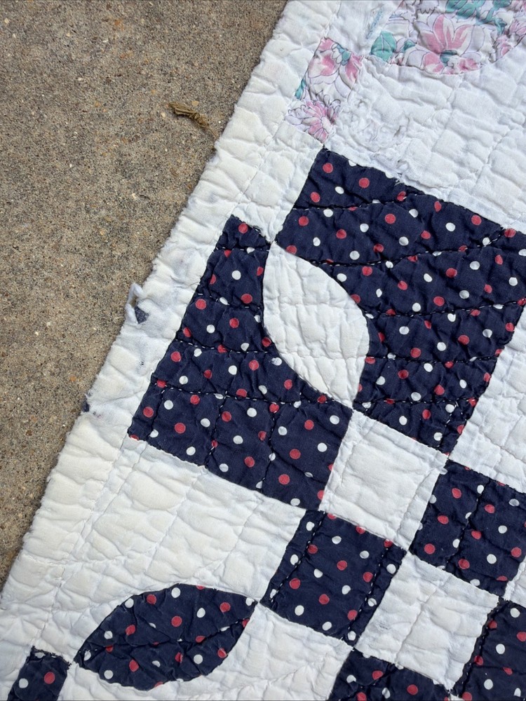 VTG Small Patchwork Cotton Quilt 74" X 58"
