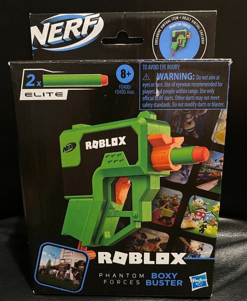 NERF Roblox Phantom Forces: Boxy Buster Dart Blaster, Pull-Down Priming 2 Darts