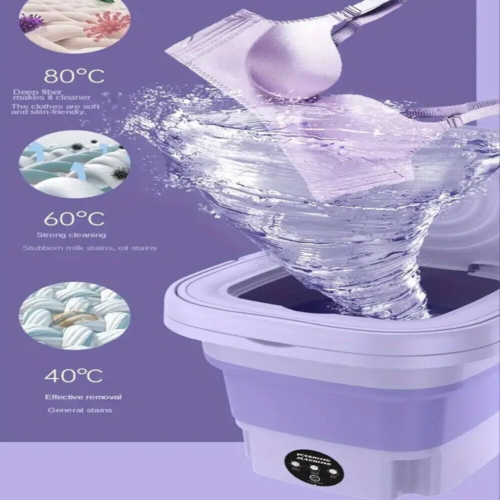 36W Portable Folding Mini Washers - Quick Spin Dry, Timer, Travel-Friendly