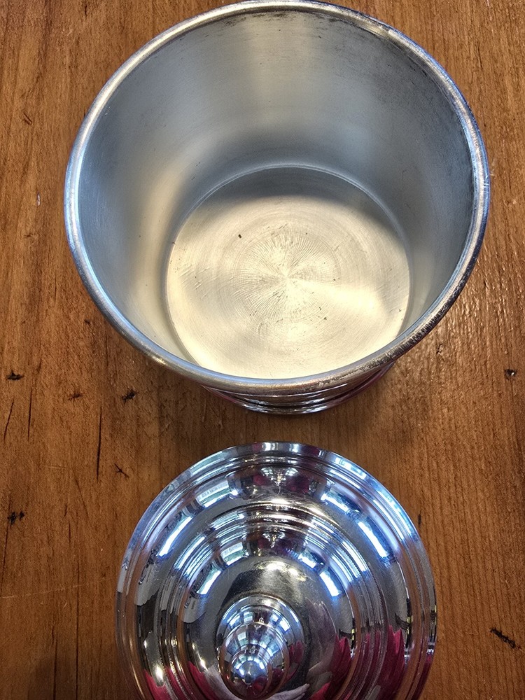 Vintage Silverplate Tea Caddy Steamliner Ship Tableware "First Class Only"