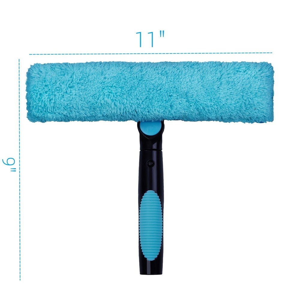 11" Window Squeegee and Microfiber Scrubber 2-in-1 Combo Cleaning Tools (Atta...