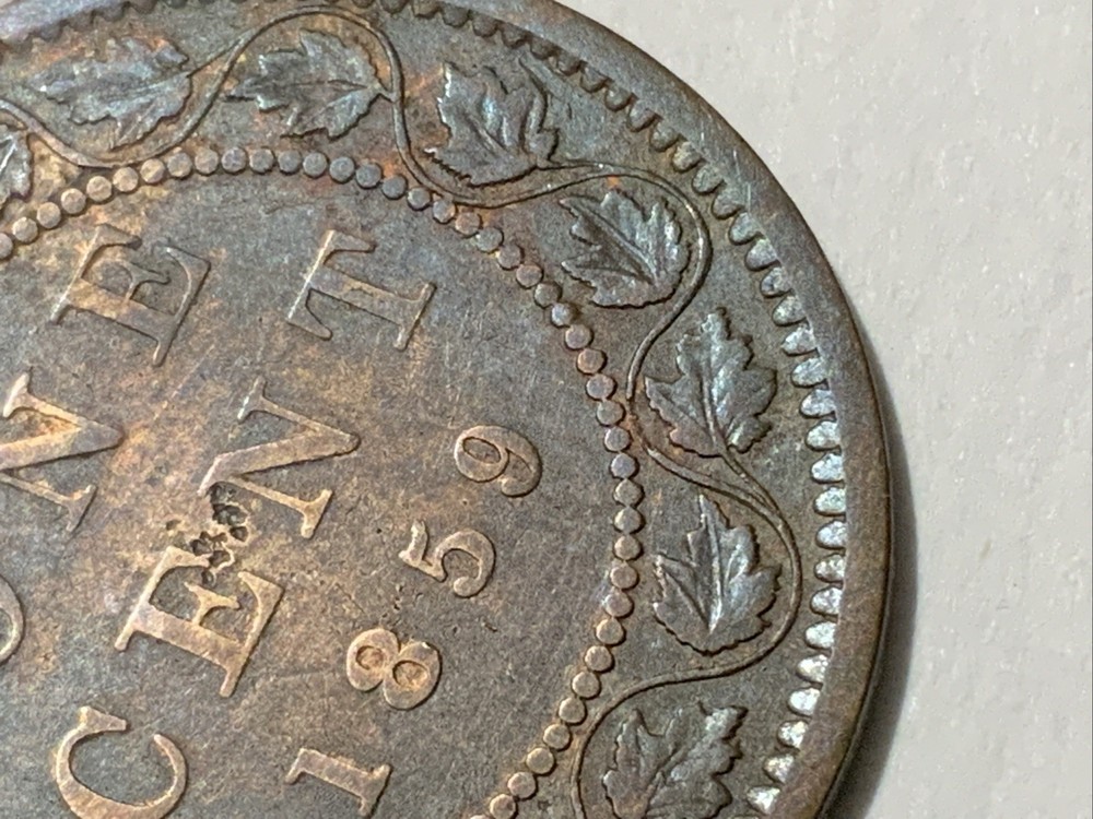 1859/8 Canada Large Cent Narrow, 9