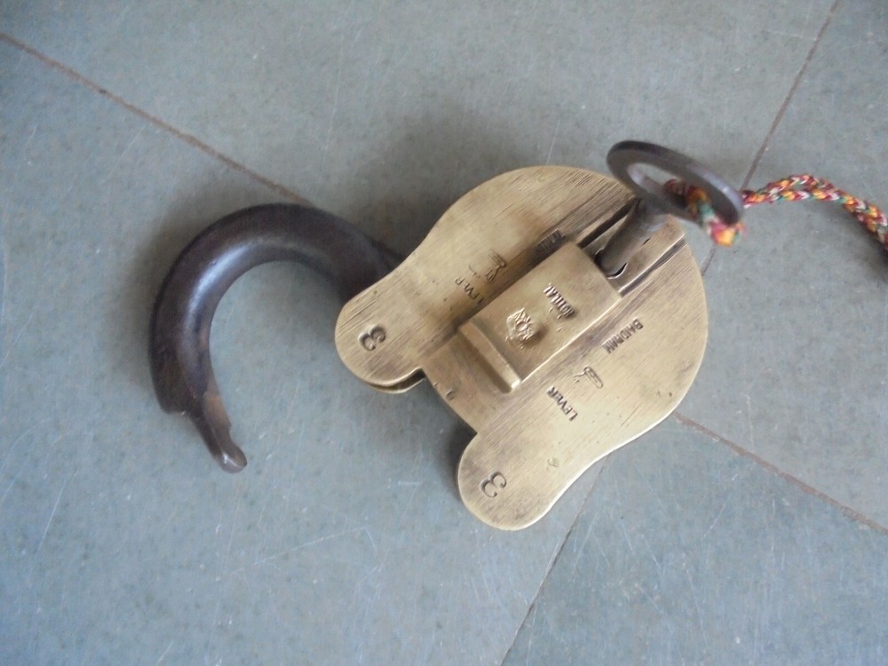 Vintage Brass Solid Heavy Handcrafted Crown & Monogram Engraved Padlock