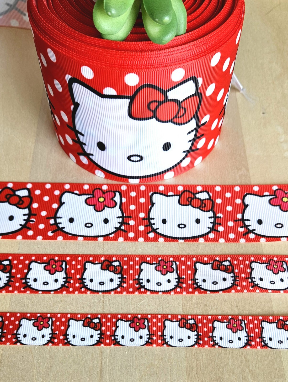 3/8, 5/8, 7/8, 1.5 & 3" (1 YD) Hello Kitty Grosgrain Ribbon Add on Flatbacks