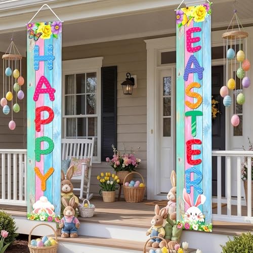 Easter Decorations Easter Decor Happy Easter Porch Sign Banner Easter Eggs