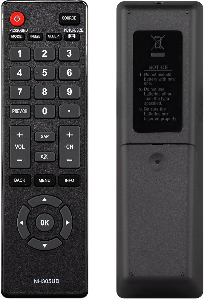 NH305UD Remote Control Replacement for Emerson TV Remote, Universal Black