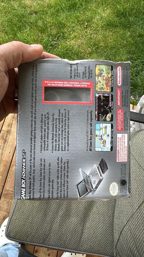 Nintendo Game Boy Advance SP Console Platinum Silver EMPTY BOX ONLY + INSERTS