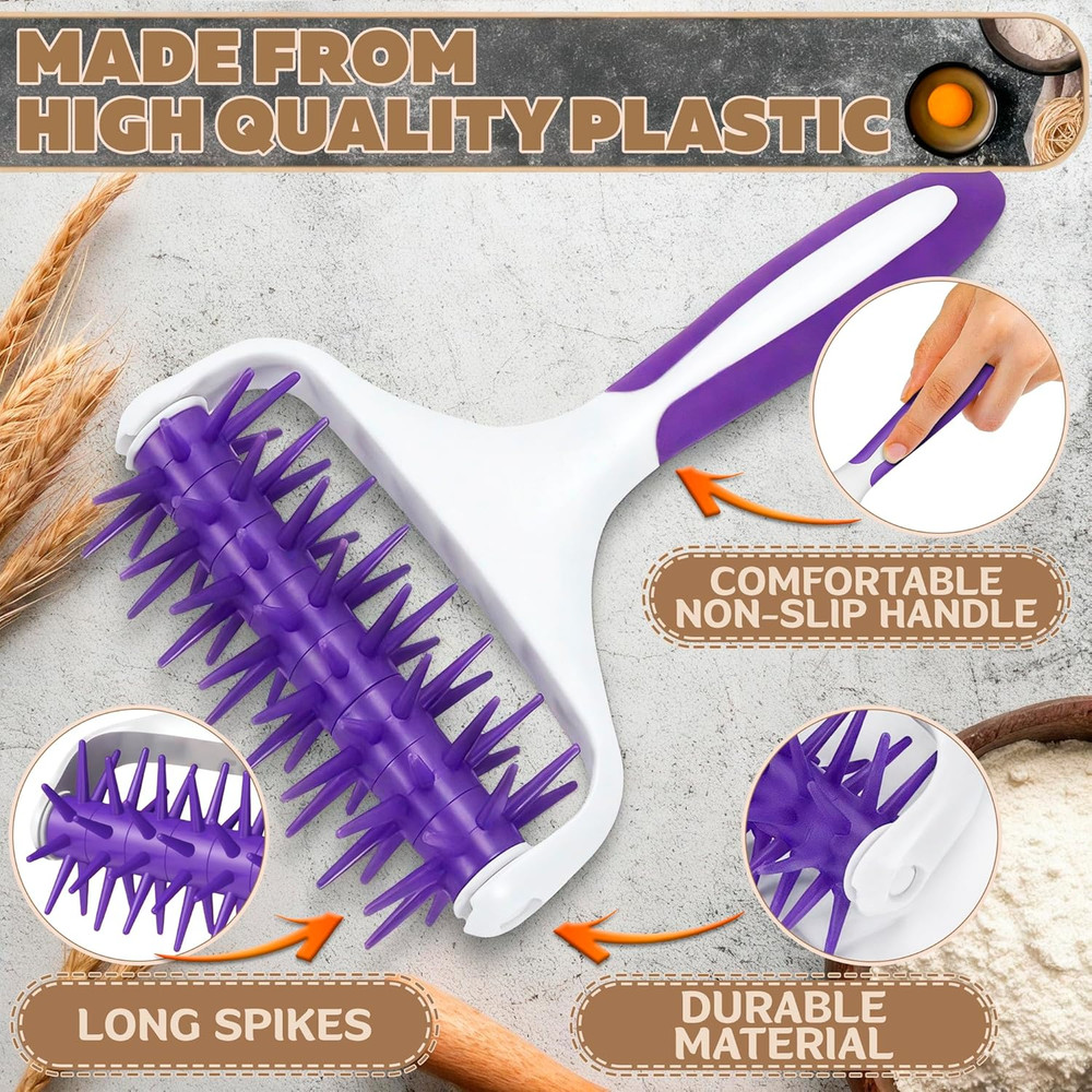 Pizza Dough Docker Roller - Pizza Roller Spikes for Pizza Crust Pastry Roller