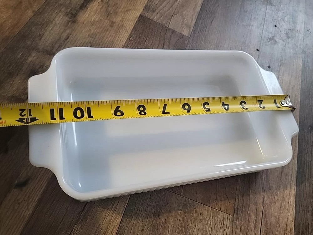 1 FIRE-KING 1.5 Quart Rectangular White Milk Glass 6" X 12" Baking Dish