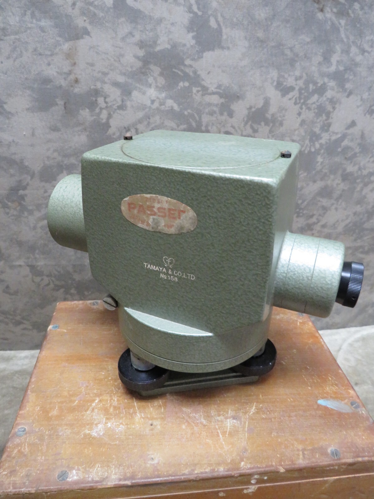 Vintage Survey Tool Transit Level TAMAYA & Co No 158 Wooden Case Scope
