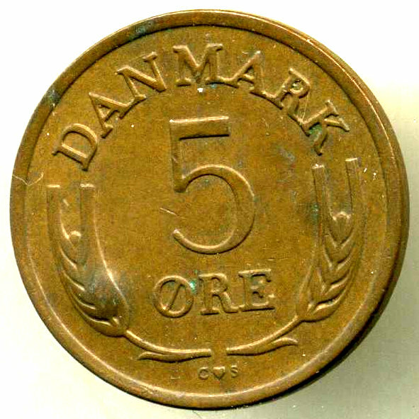 1968 5 DANMARK 5 ORE Coin #753