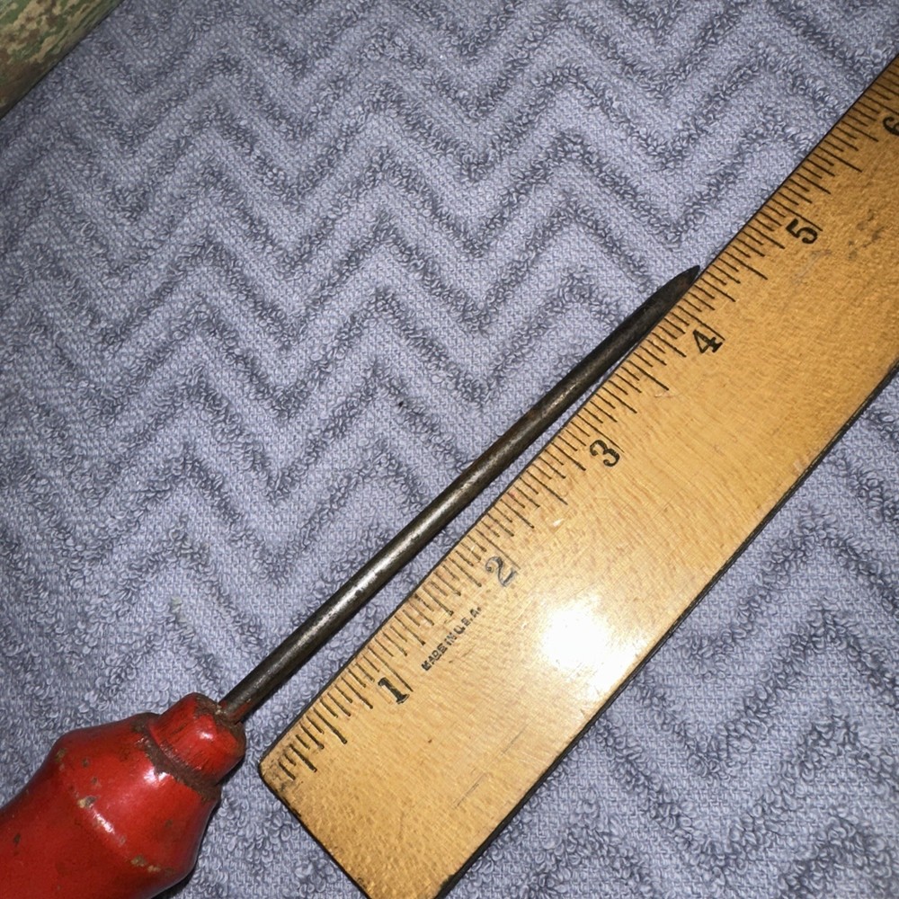 2 Antique Scratch AWL Wood Handle Leather Work Tools