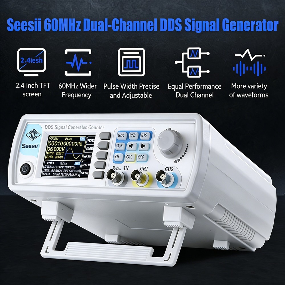 60MHz 200MSa/s 2-Channel Arbitray Waveform Function Generator Frequency Meter