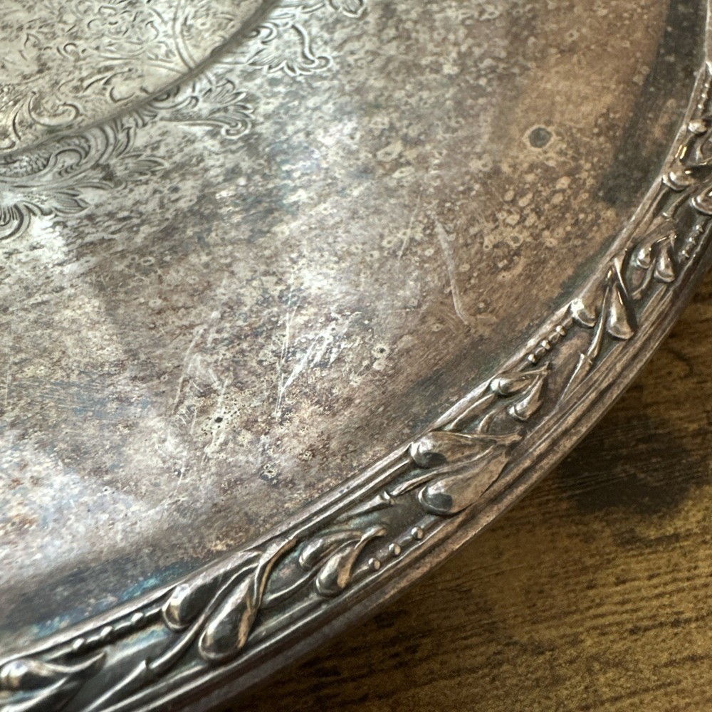 Vintage Silver Plated Round Tray Small 10”