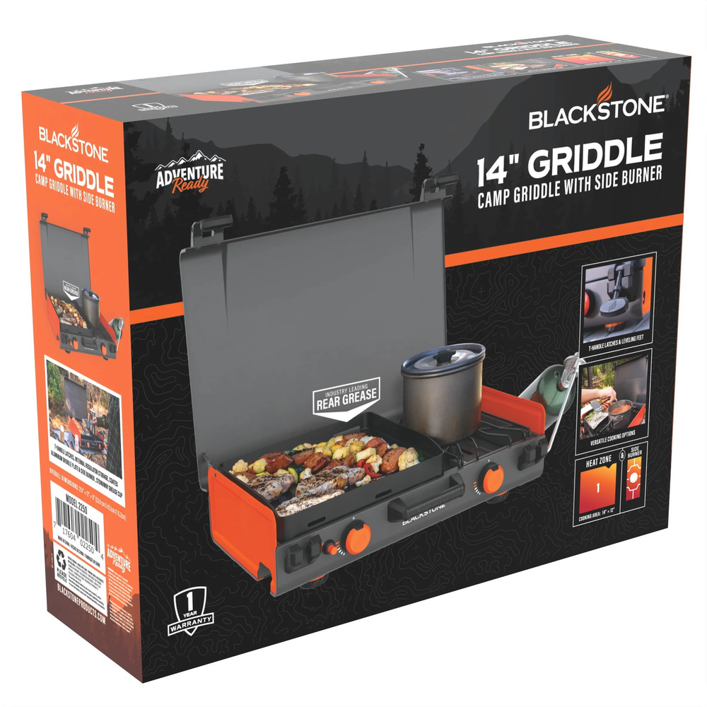 Blackstone Adventure Ready 14” Propane Camping Griddle with Side Burner