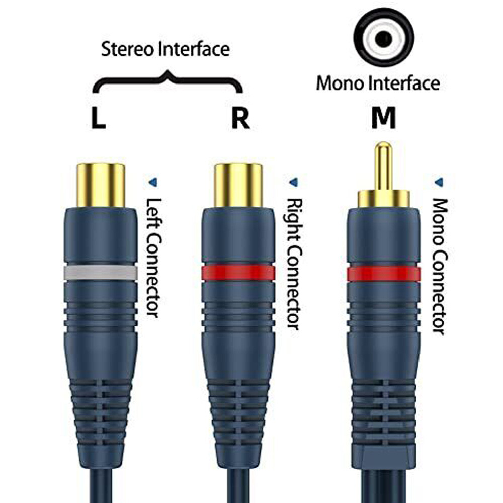 RCA 1 Female to 2 Male RCA 1 Male to 2 Female Audio Y-Converter Splitter Adapter
