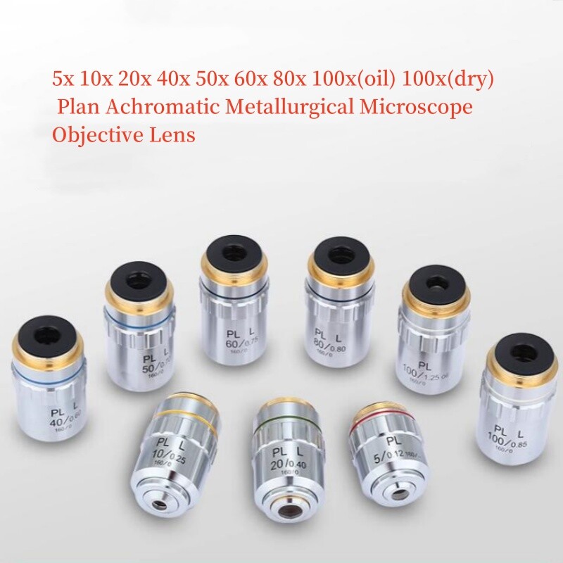 5X -100x Metallurgical plan Achromatic Lab Metallographic Microscope Objective