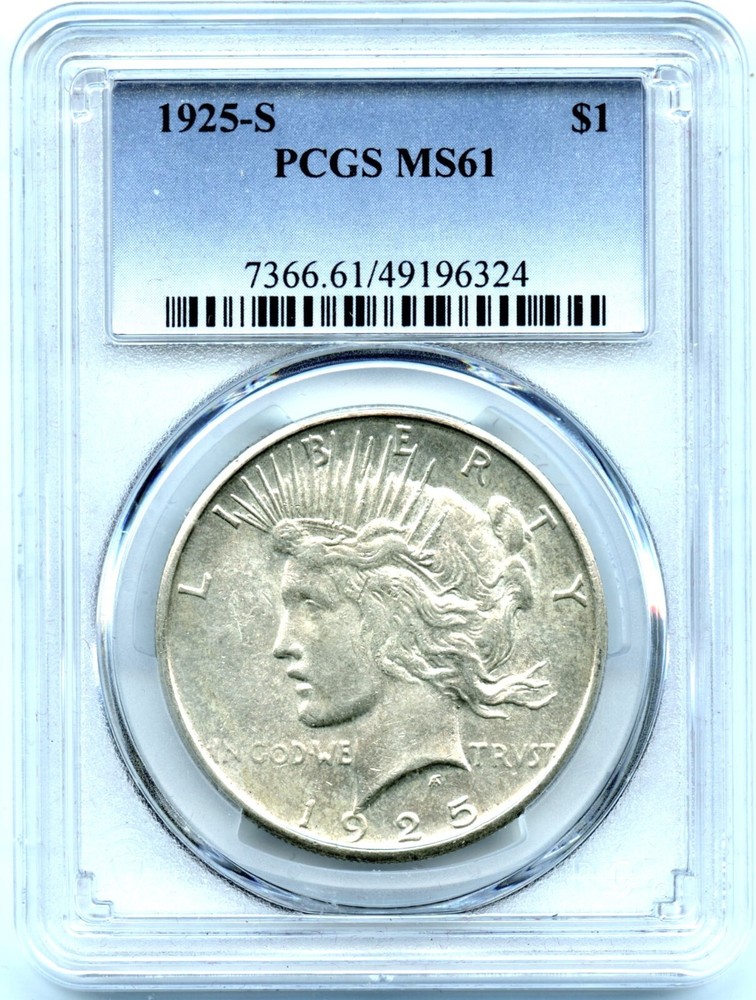 1925-S Peace Dollar, PCGS MS61
