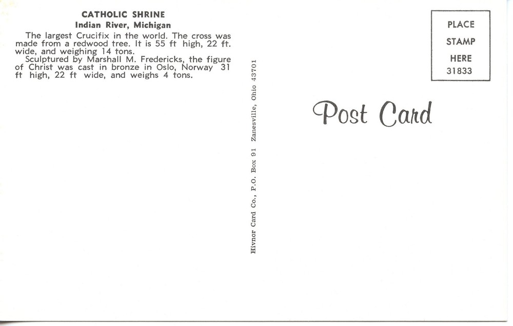 CATHOLIC SHRINE, INDIAN RIVER, MI - PC938