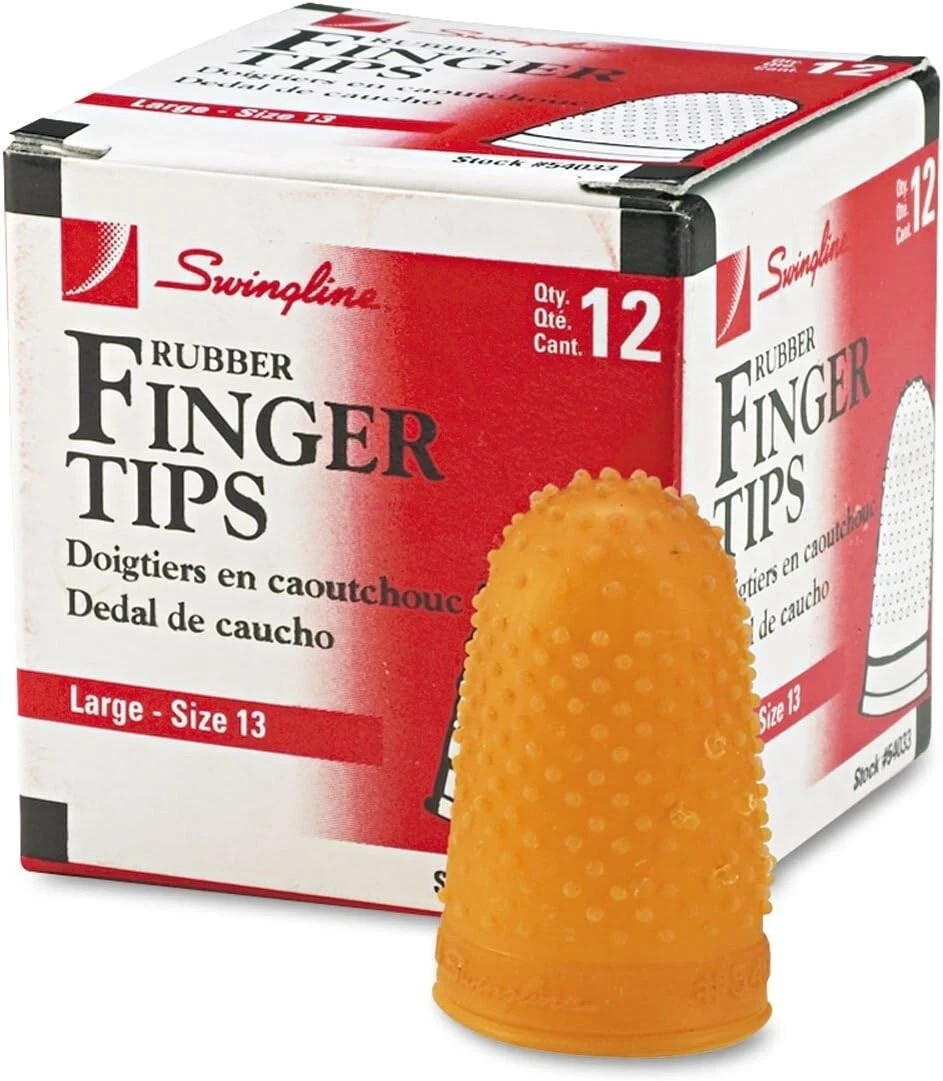 Swingline Rubber Finger Tips 13 (Large) Amber Dozen - 12 Pack