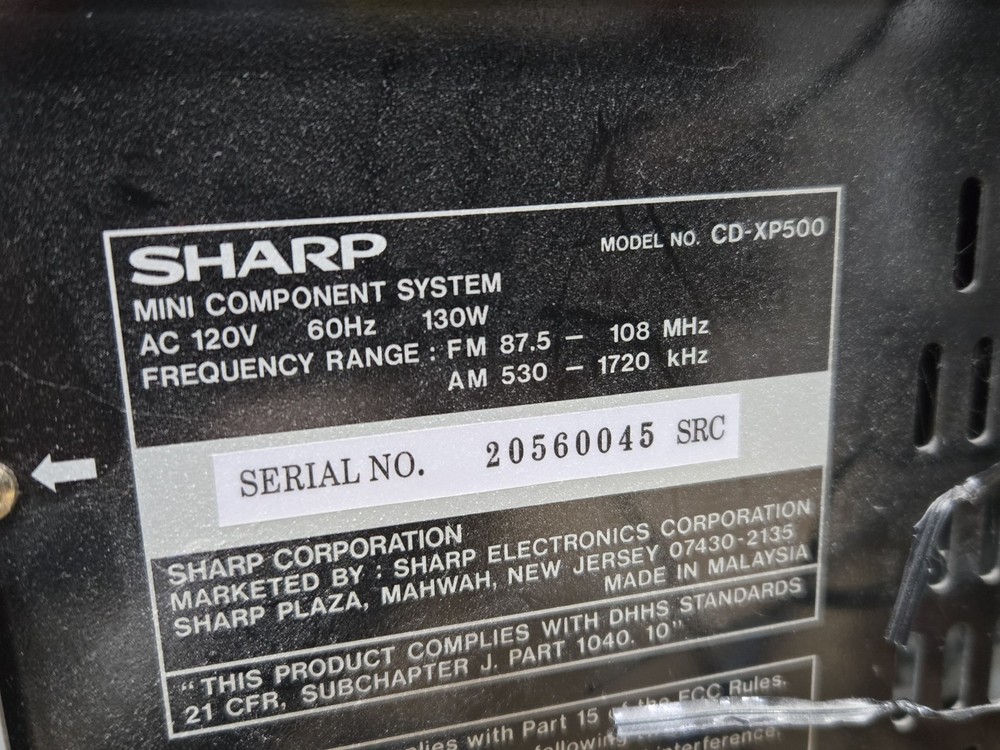 SHARP CD-XP500 3 CD Player Changer AM/FM Dual Cassette Decks (Deck 2 Bad) Tested