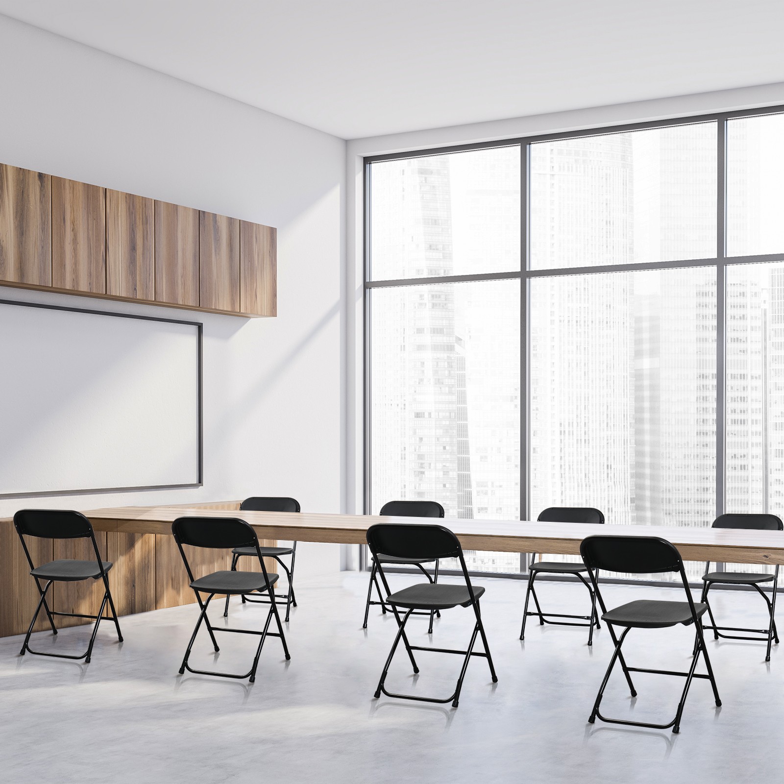 6 PCS Plastic Commercial Wedding Quality Stackable Folding Chairs Party Black