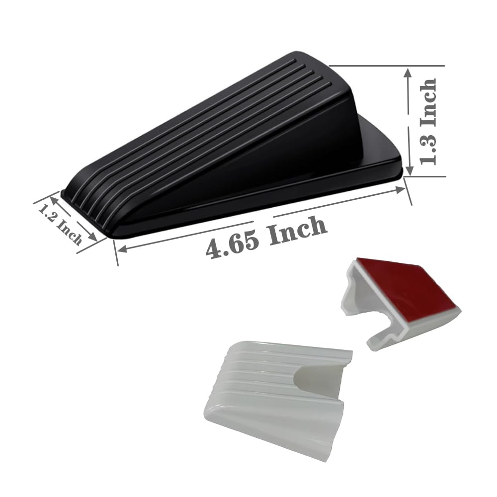 4 PCS Rubber Door Stop Wedge Stopper Non Slip Stackable Adhesive Bracket Black