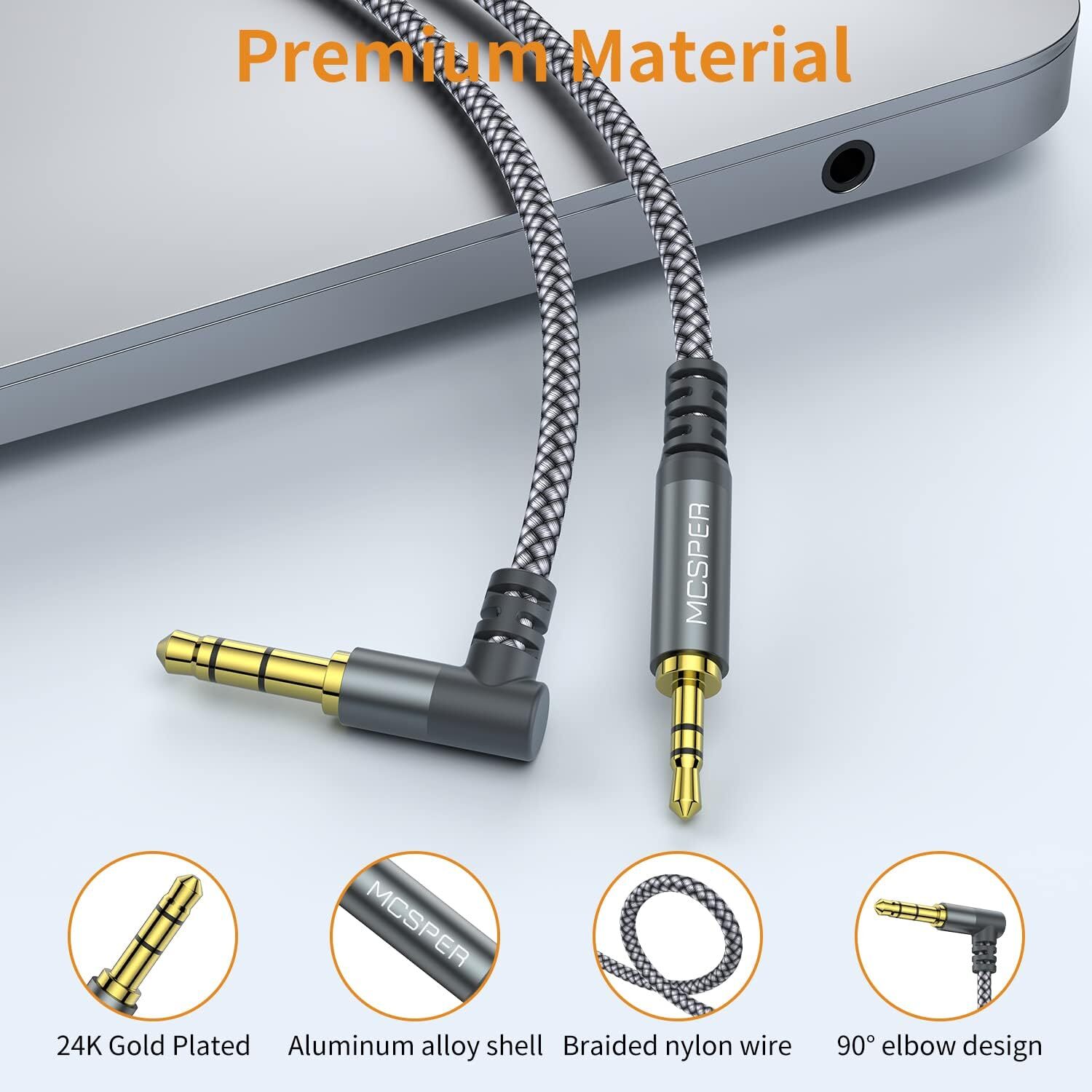 3.5Mm to 2.5Mm Aux Audio Cable (6.6FT), 90 Degree Right Cord Compatible with Bos