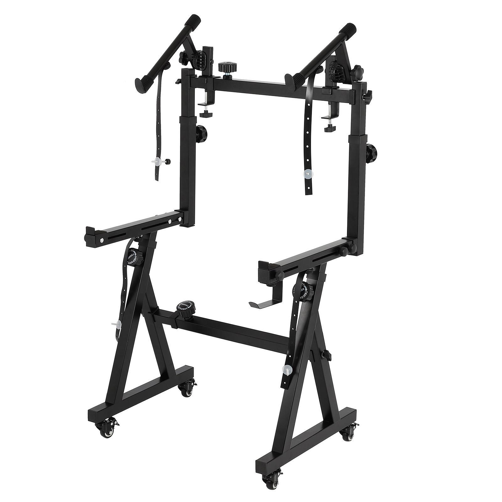 Dual Piano Keyboard Stand, Z Style Portable and Adjustable Piano Stand