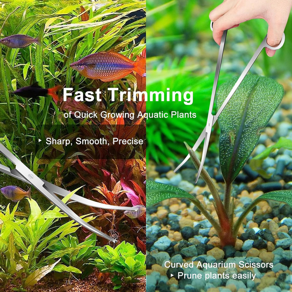 4Pcs Aquascaping Tool Kit Aquarium Tweezers Scissors Algae Scraper