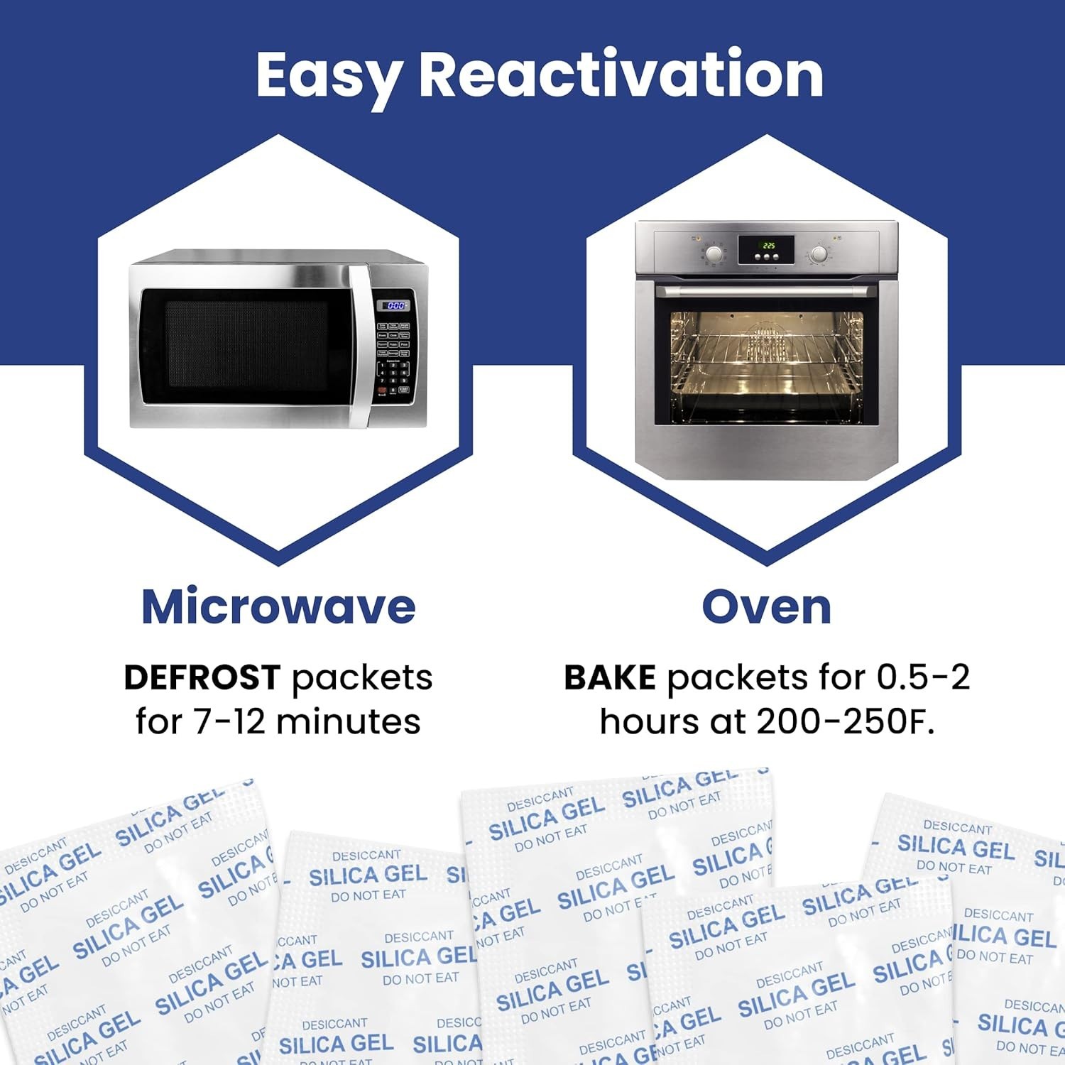 100 Pack 5g Silica Gel Desiccant Moisture Absorber Bags Rechargeable Food Safe