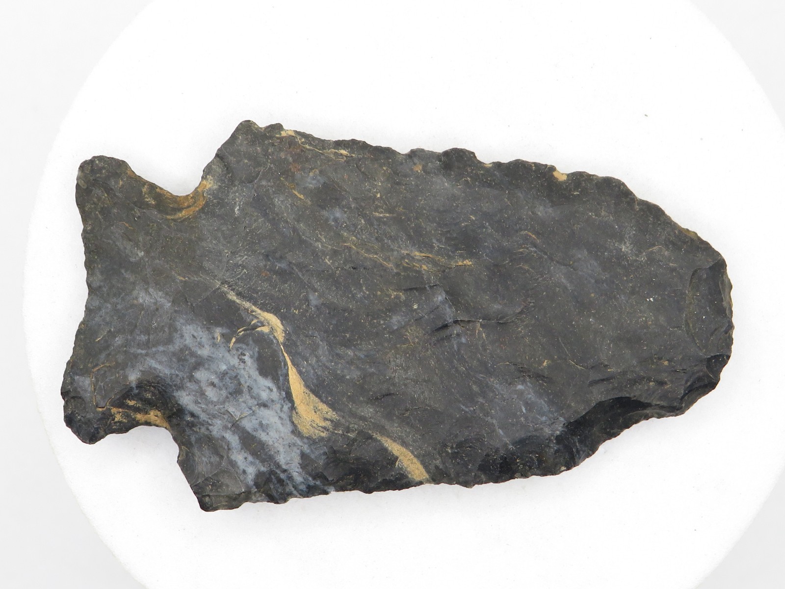 AUTHENTIC INDIAN ARROWHEAD 2 3/8"  PROJECTILE  PALEO OBSIDIAN POINT OHIO RIVER