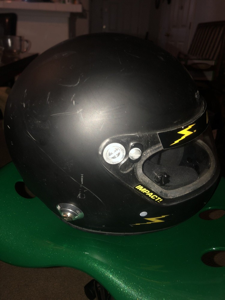 Impact Champ Racing Black Helmet, Medium Size Used.