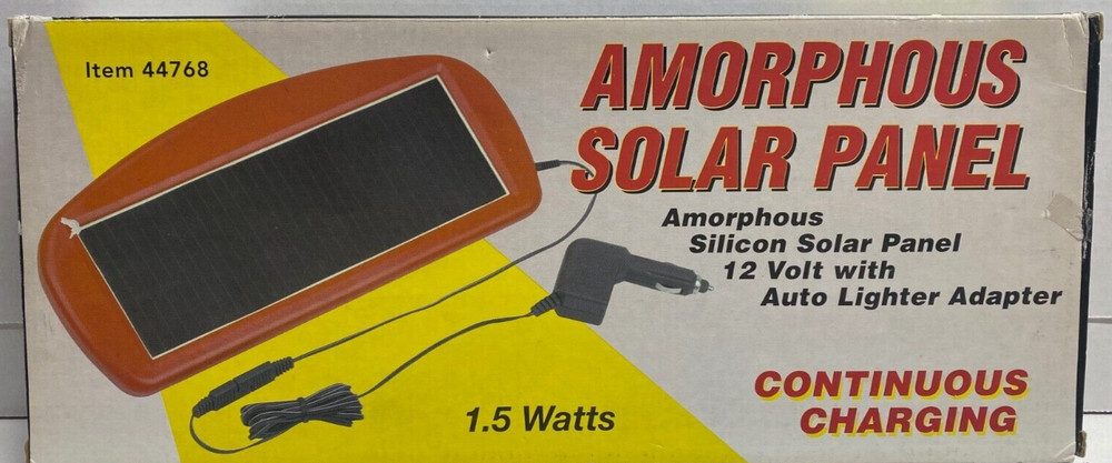 Amorphous Silicon Solar Panel 12 Volt with Auto Lighter Adapter