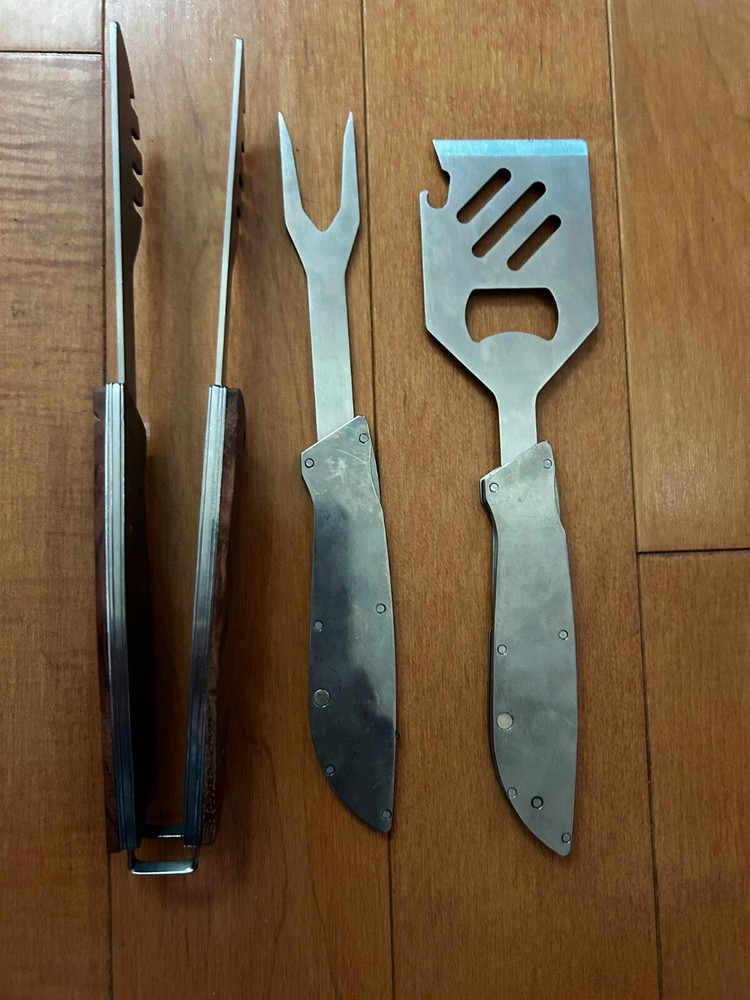 Multi Function BBQ Mini Camping Tool Kit- Tongs Spatula Grill Fork Knife Openers